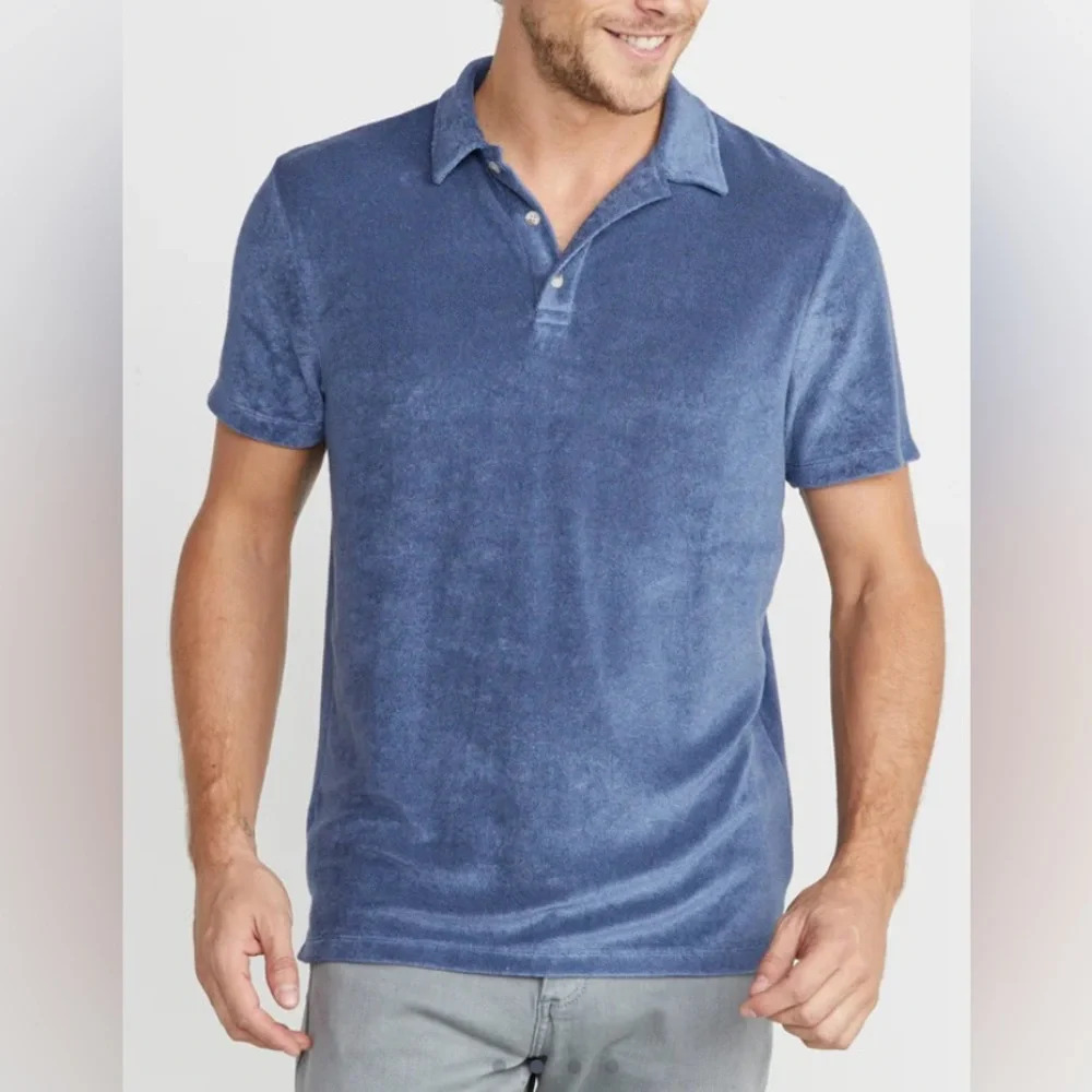 Marine Layer Terry Cloth Blue Arcadia Polo in Vintage Indigo size Small